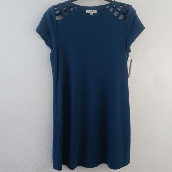 Speechless Women’s Size XSmall Cut Out Sleeve Swing blue Dress  New with Tags - Picture 2 of 6